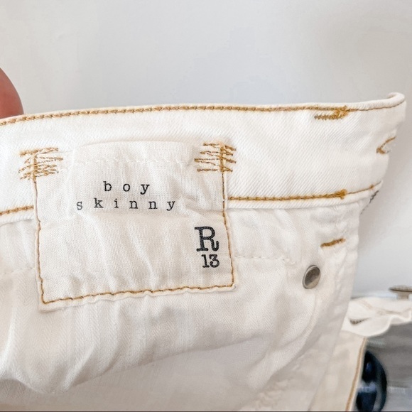 R13 women’s boy skinny ivory white distressed jeans pants size 31 - Picture 13 of 16
